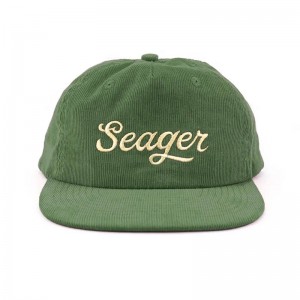 Corduroy 5 painéal caipíní lógó bróidnéireachta hataí snapbackneamhstruchtúrtha ar an mórchóir